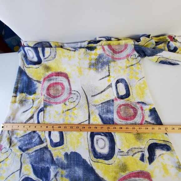 Made in Italy Linen Cotton Tunic Loose Abstract Print Lagenlook Top with Pocket - Picture 8 of 12